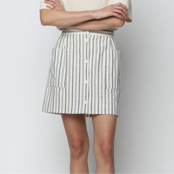 Oak + Fort Striped Linen Blend Skirt - Picture 1 of 10
